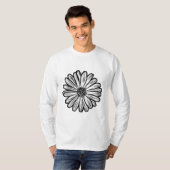 美しいデイジーの花、ハーフトーンイラスト Tシャツ (正面フル)