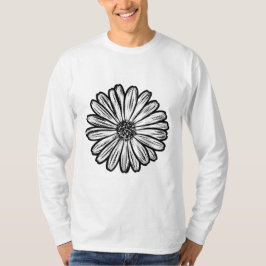 美しいデイジーの花、ハーフトーンイラスト Tシャツ
