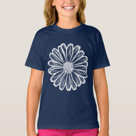 美しいデイジーの花、ハーフトーンイラスト Tシャツ