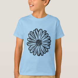 美しいデイジーの花、ハーフトーンイラスト Tシャツ