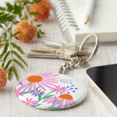 美しいデイジーカスタムモノグラムキーチェーン キーホルダー (側面)