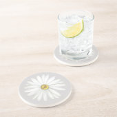 美しいデイジーフラワーオンライトシルバーグレー コースター (側面)