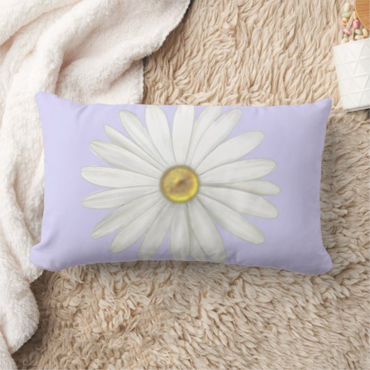 美しいデイジーフラワーオンライトペリウィンクル ランバークッション (ブランケット)