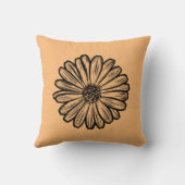 美しいデイジーフラワーハーフトーンイラストレーション クッション (裏面)