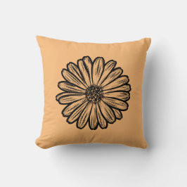 美しいデイジーフラワーハーフトーンイラストレーション クッション