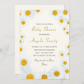 美しいデイジーフラワーベビーシャワー招待状 (正面/裏面)