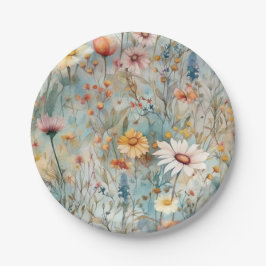 美しいデイジーワイルドフラワーパターン紙プレート ペーパープレート