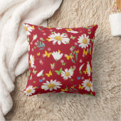 美しいデイジー深い赤の背景 クッション (ブランケット)