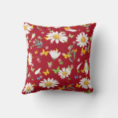 美しいデイジー深い赤の背景 クッション (裏面)