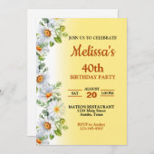 美しいデイジー誕生日パーティーへの招待 招待状 (正面/裏面)