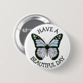 美しいデイバタフライボタンを持っている 缶バッジ (正面&裏面)