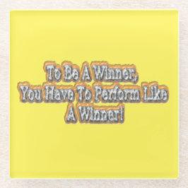 美しいデザインについて"勝者になる"引用文!T-S ガラスコースター