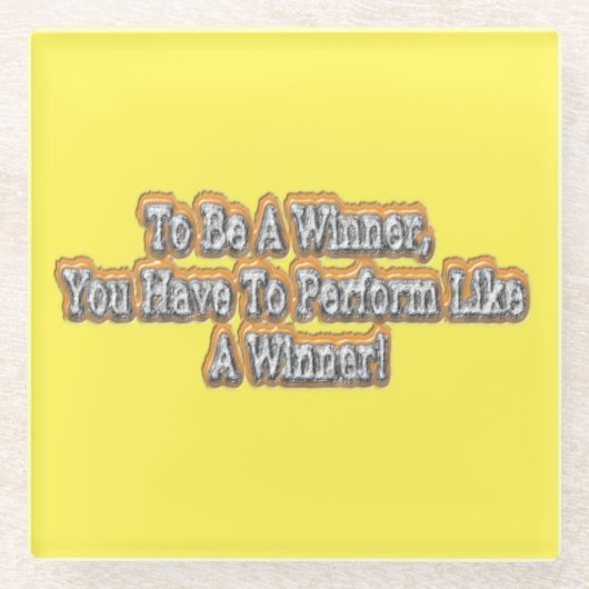 美しいデザインについて"勝者になる"引用文!T-S ガラスコースター (正面)