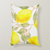美しいデザインの水色レモン アクセントクッション (正面(垂直))