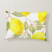 美しいデザインの水色レモン アクセントクッション (裏面)