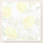 美しいデザインの水色レモン ガラスコースター (裏面)