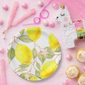 美しいデザインの水色レモン ペーパープレート (パーティー)