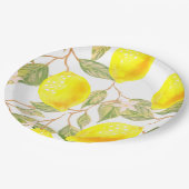 美しいデザインの水色レモン ペーパープレート (アングル)