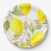 美しいデザインの水色レモン ペーパープレート (正面)