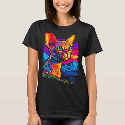 美しいデボンレックス猫 Tシャツ (正面)