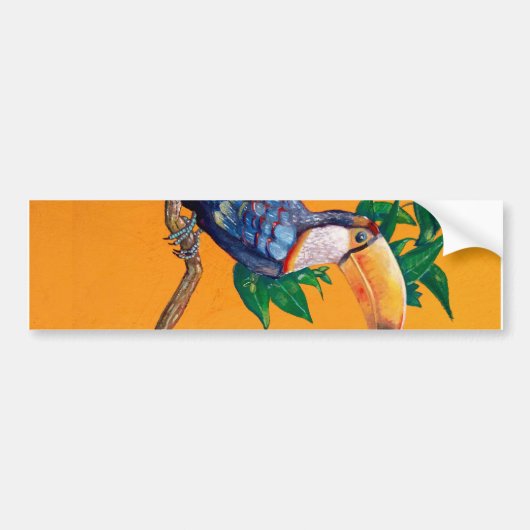 美しいトゥーカン絵画バード バンパーステッカー (正面)