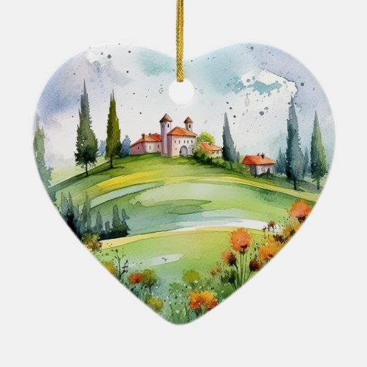 美しいトスカーナ絵画の風景芸術 セラミックオーナメント (裏面)