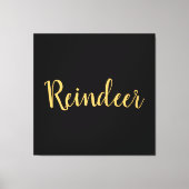 美しいトナカイのタイポグラフィー 黒背景 キャンバスプリント (正面)
