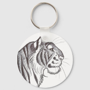美しいトラのスケッチのkeychain キーホルダー