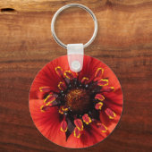 美しいトリミングされた赤い庭の花 キーホルダー (正面)