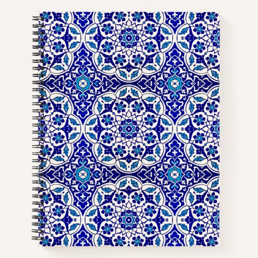 美しいトルコのオスマン帝国のイズニク藍のパターン ノートブック (正面)