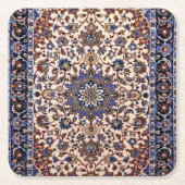 美しいトルコ伝統的の絨毯 スクエアペーパーコースター (正面)