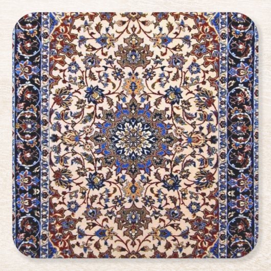 美しいトルコ伝統的の絨毯 スクエアペーパーコースター (正面)