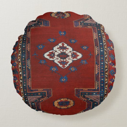 美しいトルコ伝統的の絨毯 ラウンドクッション (正面)