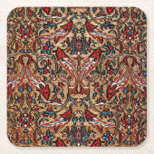 美しいトルコ伝統的カーペットコースター スクエアペーパーコースター (正面)