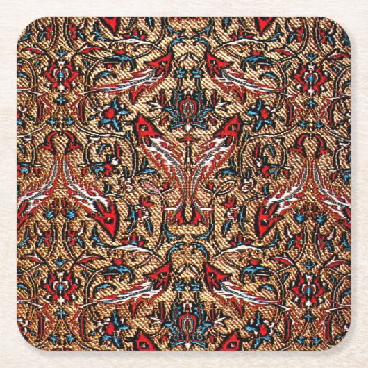 美しいトルコ伝統的カーペットコースター スクエアペーパーコースター (正面)