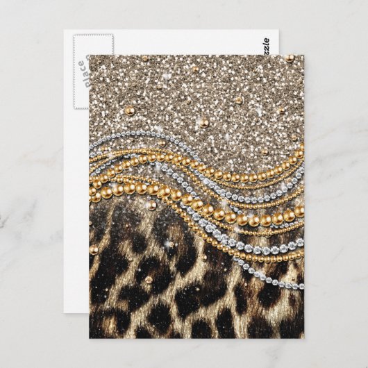 美しいトレンディなヒョウ柄のフェイクファー動物プリント ポストカード (正面/裏面)