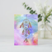 美しいトレンディーお洒落ドリームキャッチャーの羽 ポストカード (スタンド正面)