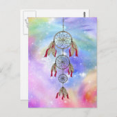 美しいトレンディーお洒落ドリームキャッチャーの羽 ポストカード (正面/裏面)