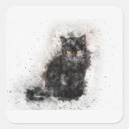 美しいトレンディーの黒猫の写動揺して真 スクエアシール