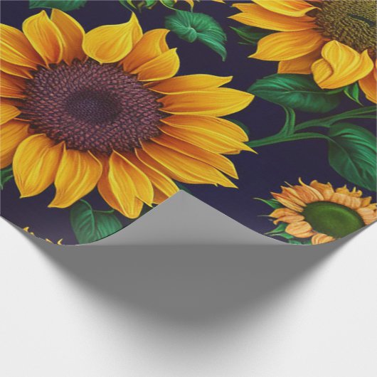 美しいトレンディーひまわりコレクション ラッピングペーパー (角)