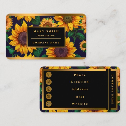 美しいトレンディーひまわりコレクション 名刺 (正面/裏面)