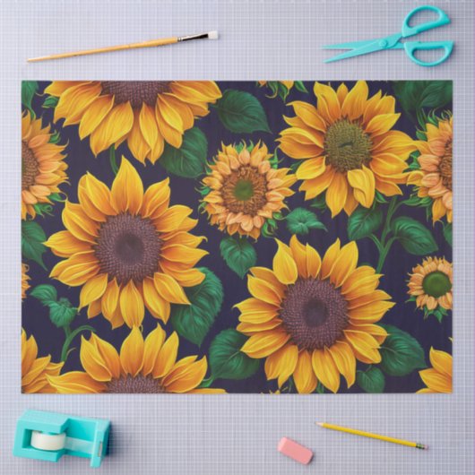 美しいトレンディーひまわりコレクション 薄葉紙 (クラフト)