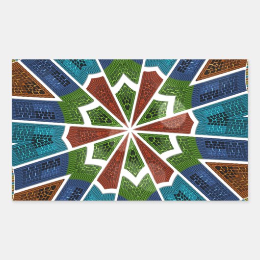 美しいトレンディーアジア繊維デザインアートプリント 長方形シール (正面)