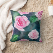 美しいトレンディーウォーターカラーピンクローズコレクション クッション (ブランケット)