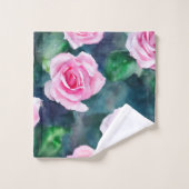 美しいトレンディーウォーターカラーピンクローズコレクション バスタオルセット (ウォッシュタオル)