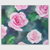 美しいトレンディーウォーターカラーピンクローズコレクション ラッピングペーパー (フラット)