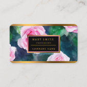 美しいトレンディーウォーターカラーピンクローズコレクション 名刺 (正面)