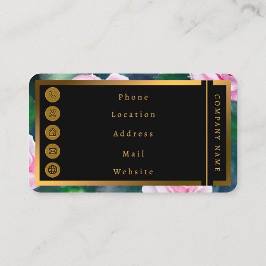 美しいトレンディーウォーターカラーピンクローズコレクション 名刺 (裏面)