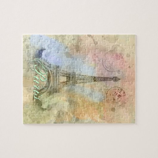 美しいトレンディーガーリーヴィンテージエッフェルタワーフランス ジグソーパズル (横)