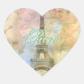 美しいトレンディーガーリーヴィンテージエッフェルタワーフランス ハートシール (正面)